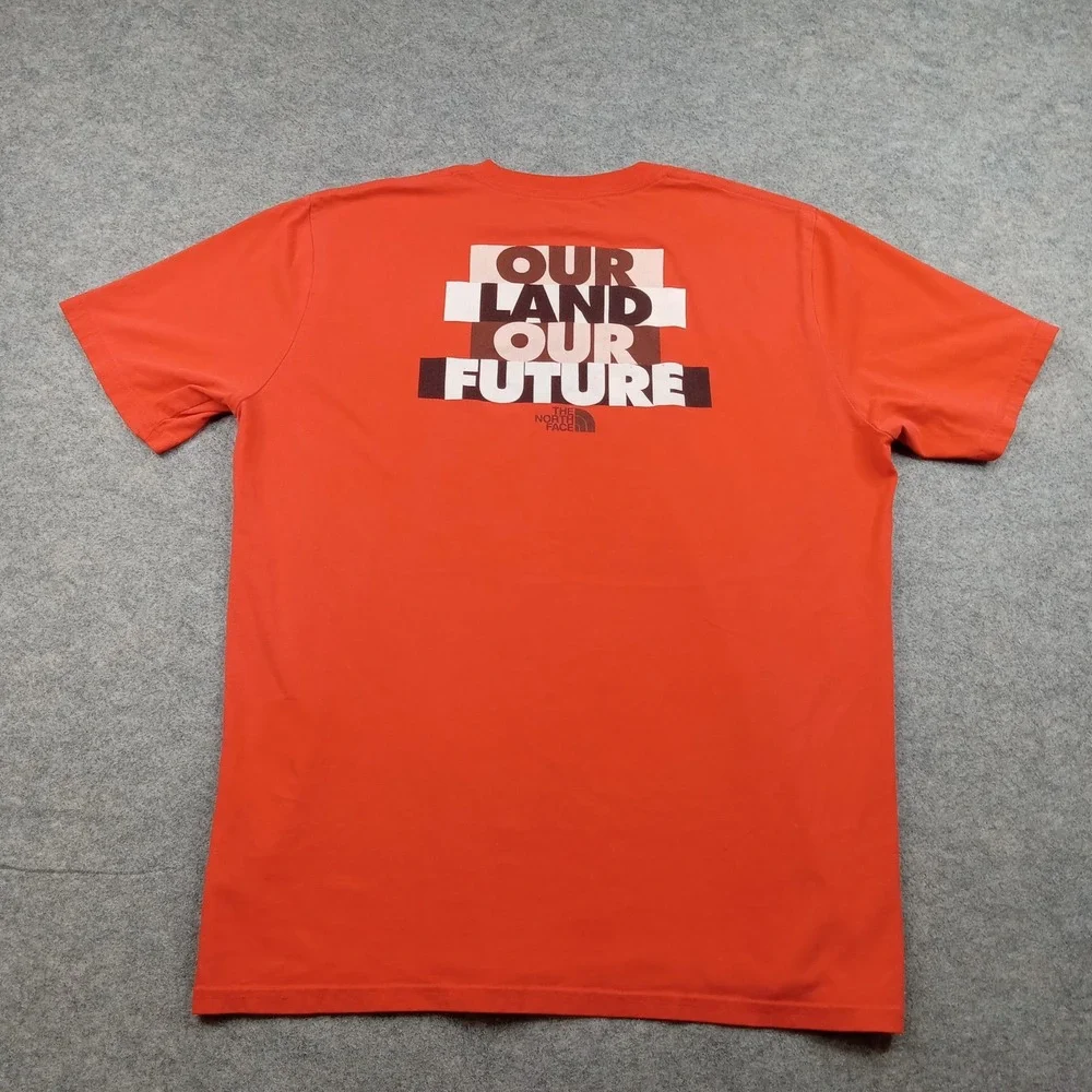 North Face Shirt Mens Large Orange Our Land Our Future‎ Graphic Tee Outdoor